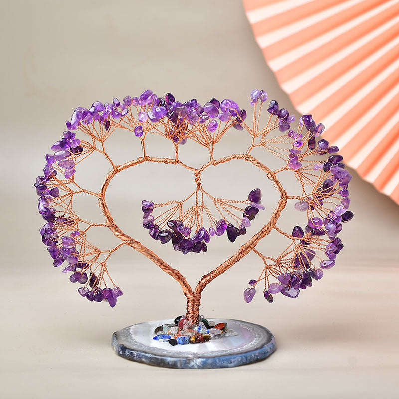 Heart Amethyst Agate Base Money Trees 4.72"