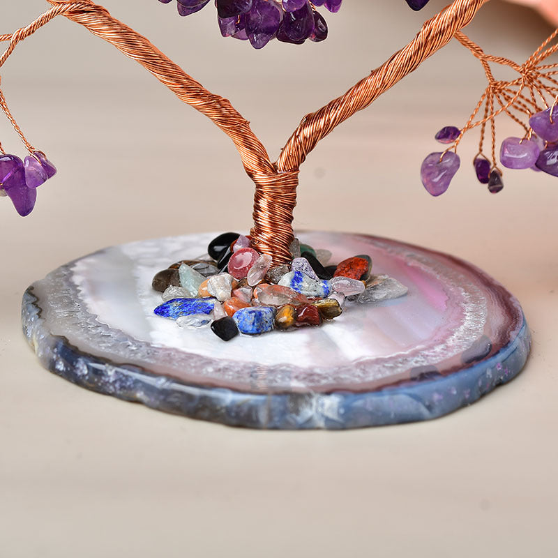 Heart Amethyst Agate Base Money Trees 4.72"