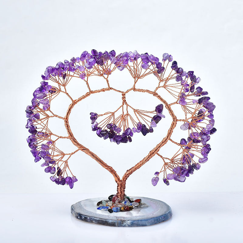 Heart Amethyst Agate Base Money Trees 4.72"