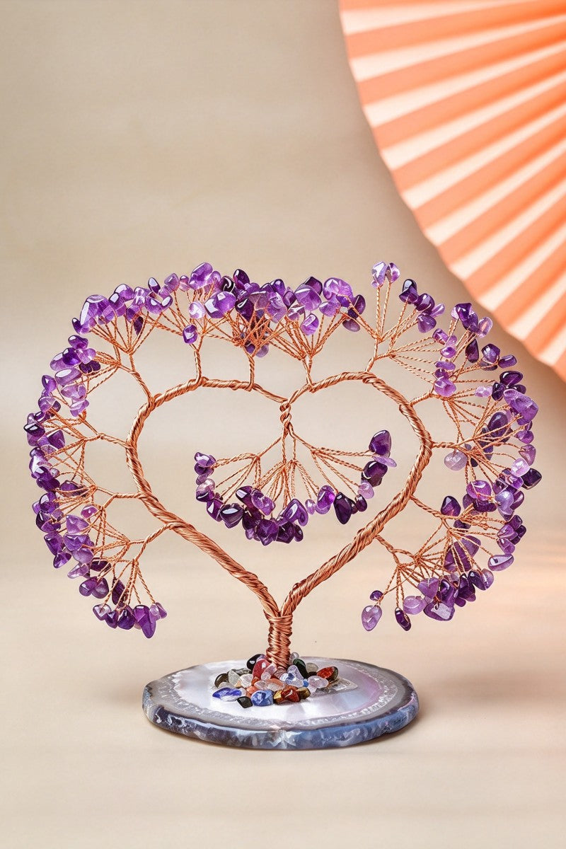Heart Amethyst Agate Base Money Trees 4.72"