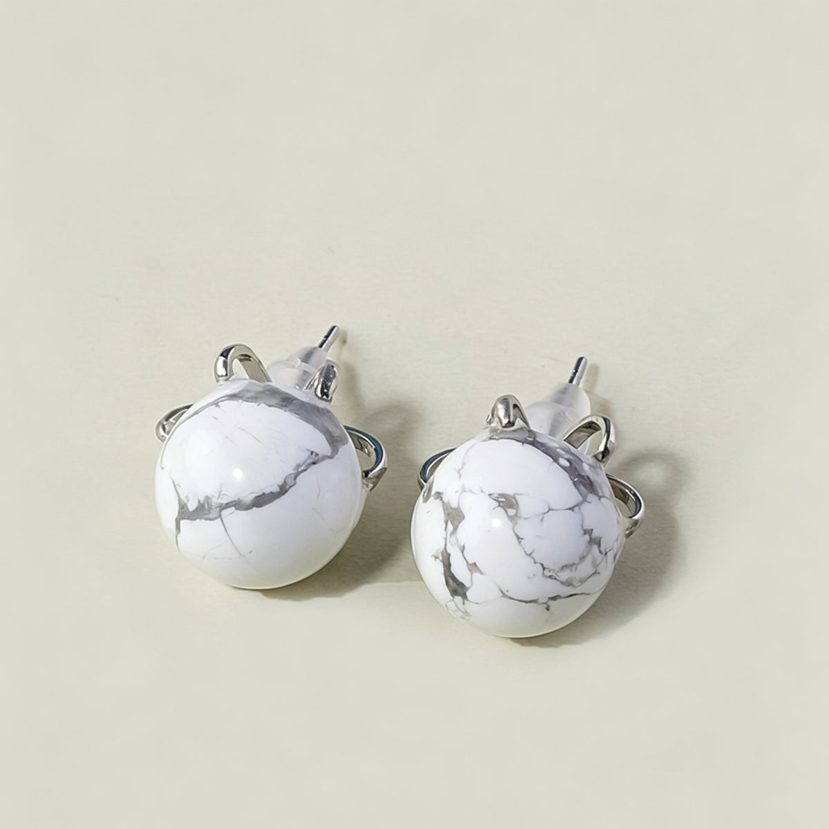 Howlite Crystal Ball Earrings