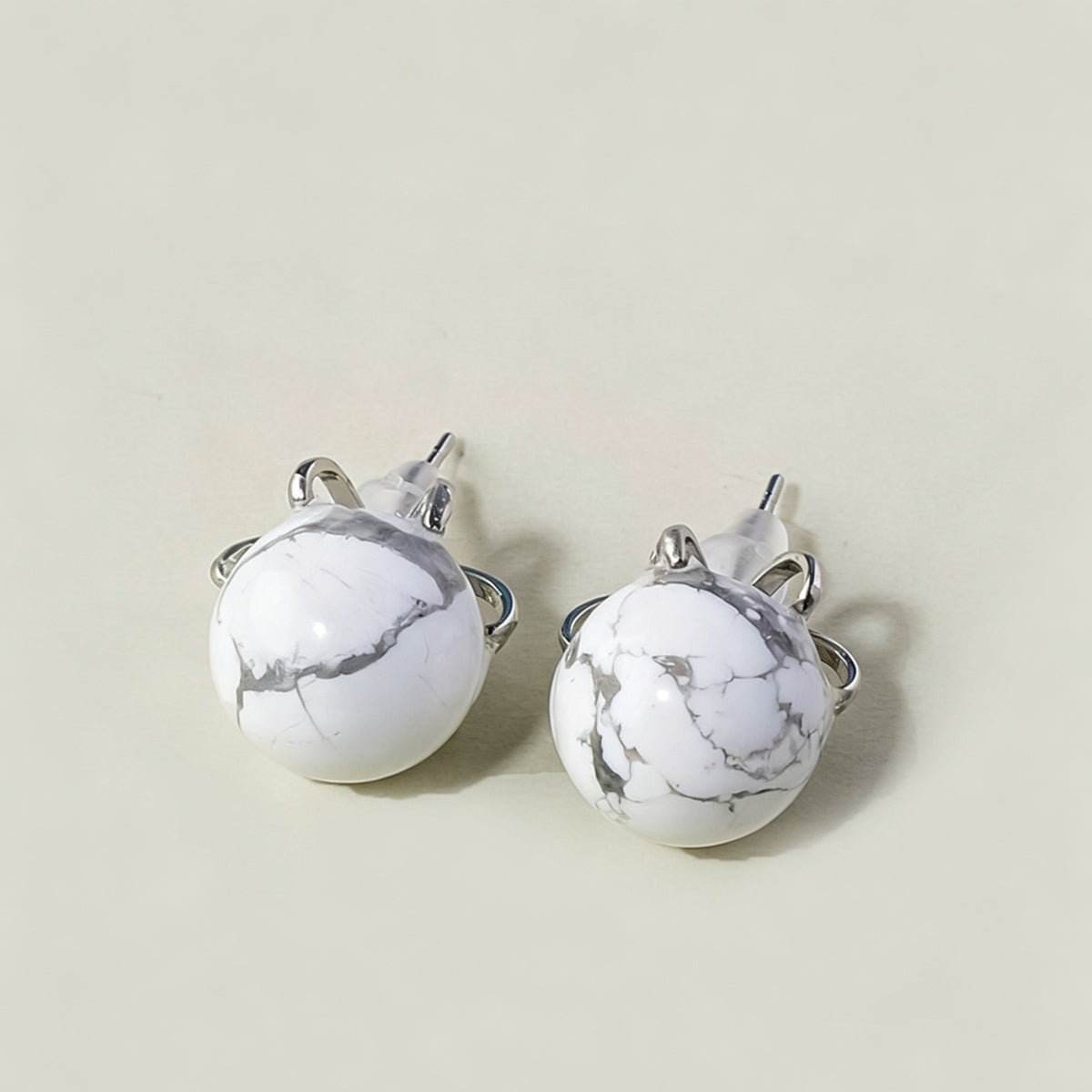 Howlite Crystal Ball Earrings