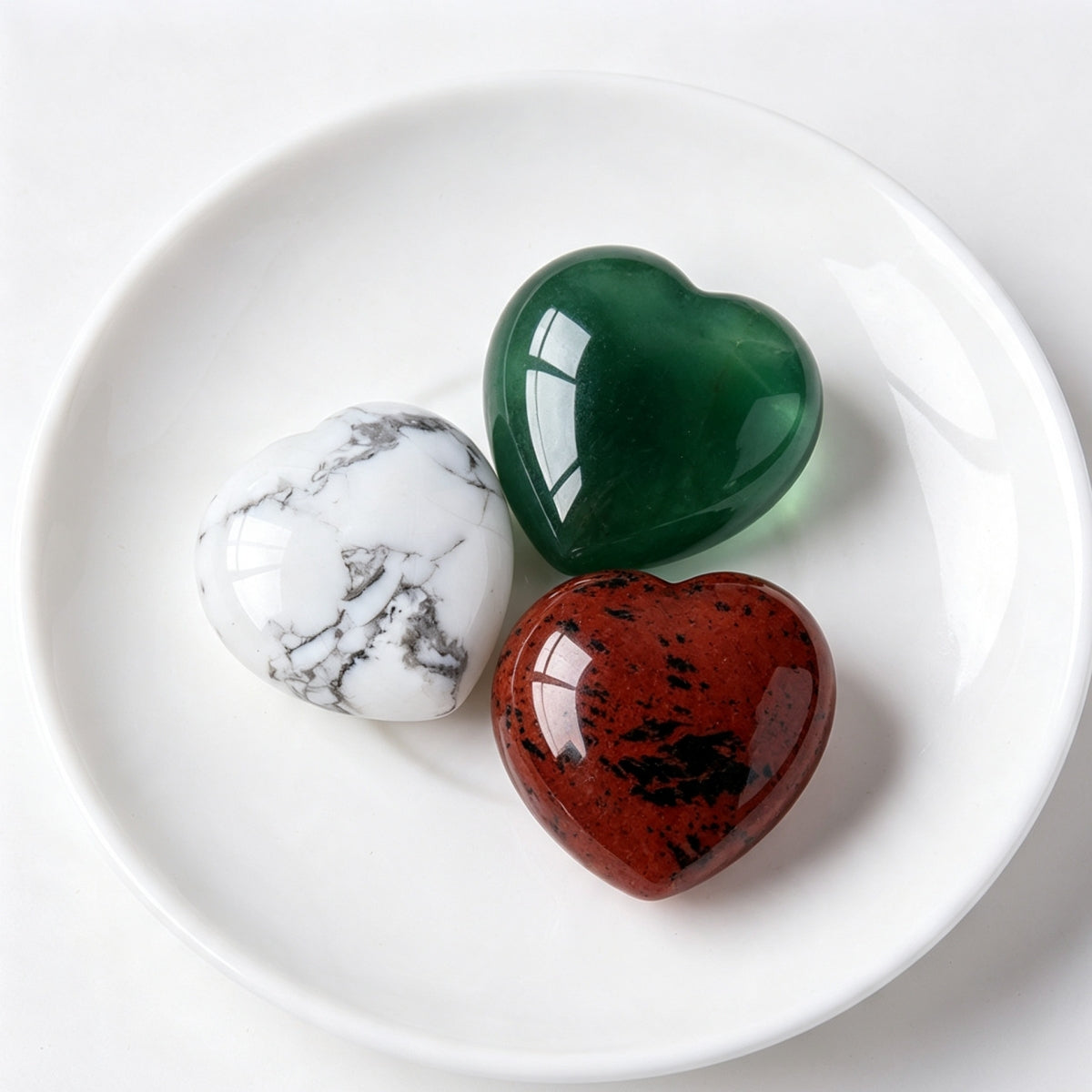 Howlite Green Aventurine Red Obsidian Palm Stone 100g