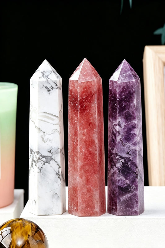 Howlite Red Strawberry Dream Amethyst Towers 1.97" Tall