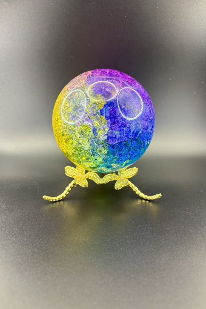 Ice Cracked Solid Crystal Balls Aura Crackle 100mm Glass Spheres