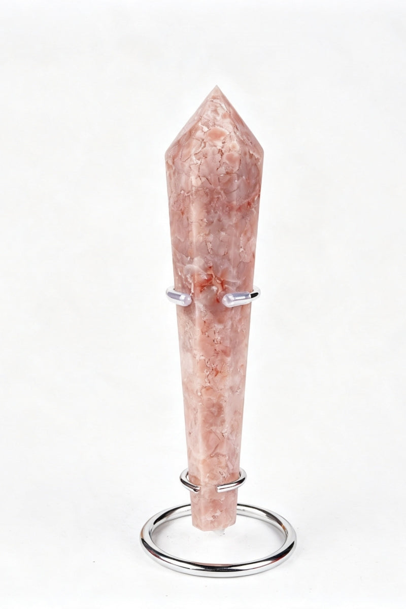 K2 Picture Jasper Pink Flower Agate Wands with Free Holders