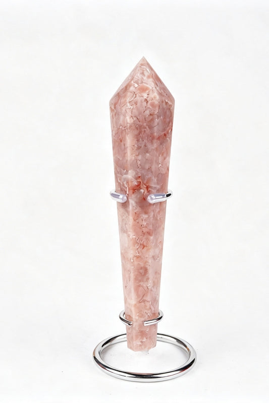 K2 Picture Jasper Pink Flower Agate Wands with Free Holders
