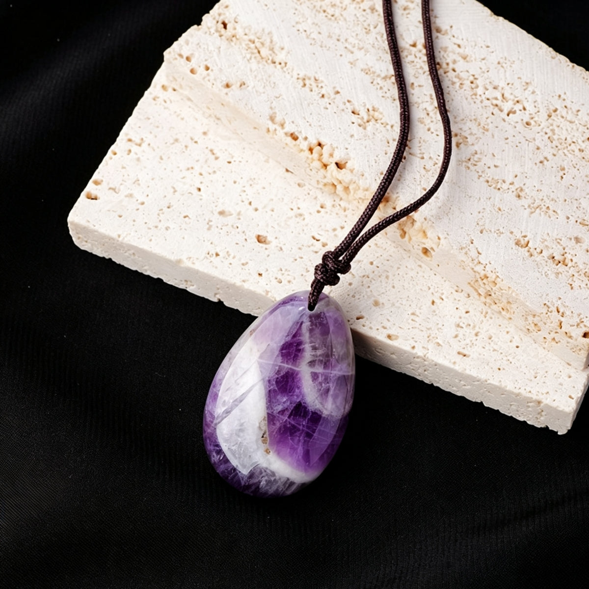 Labradorite Amethyst Crystal Teardrop Pendant