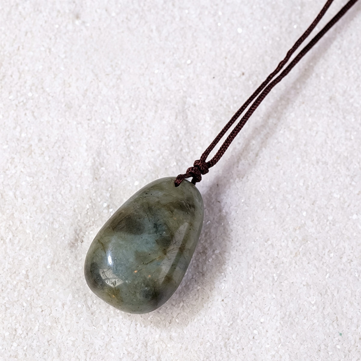 Labradorite Amethyst Crystal Teardrop Pendant