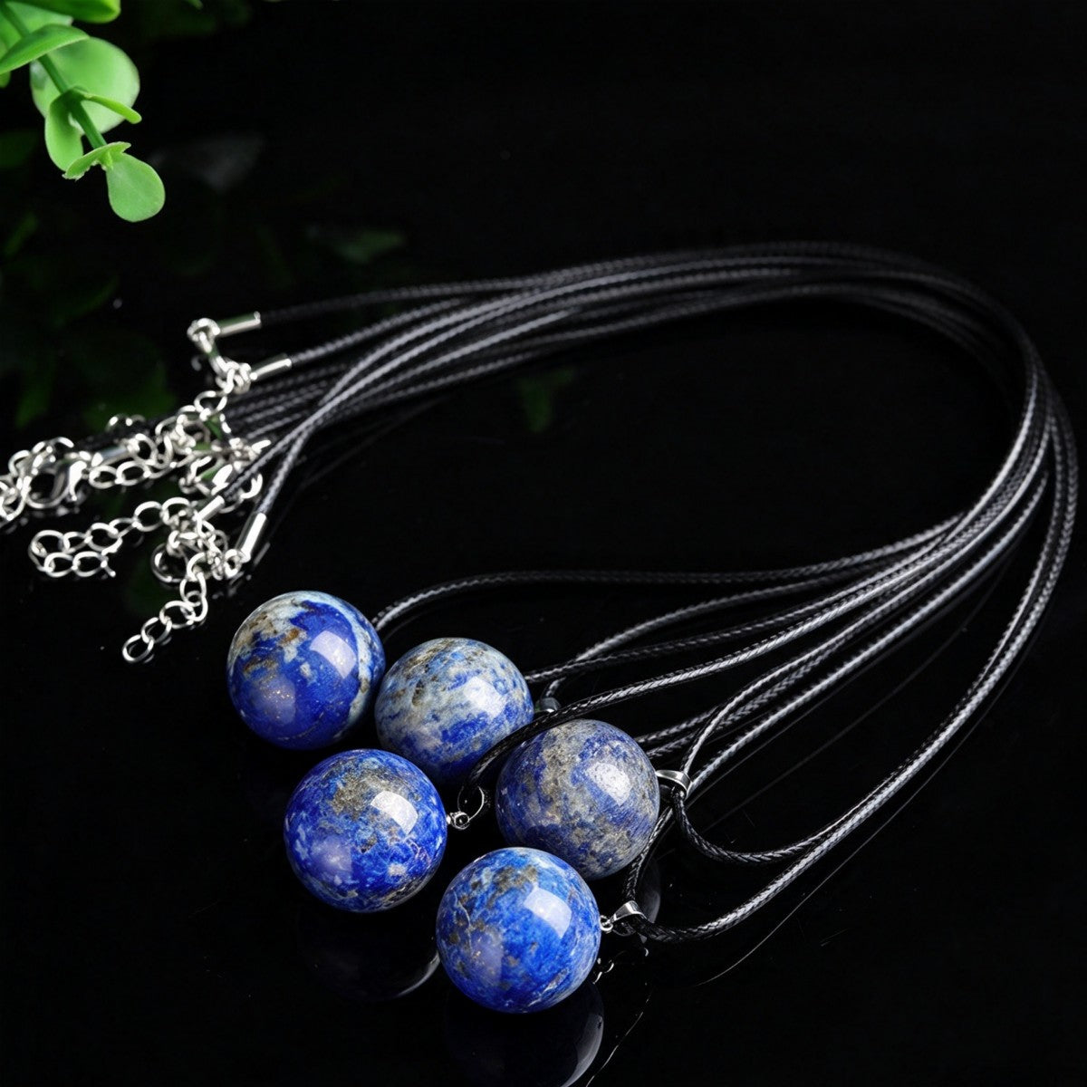 Lapis Crystal Ball Pendant Necklace Sweater Chain