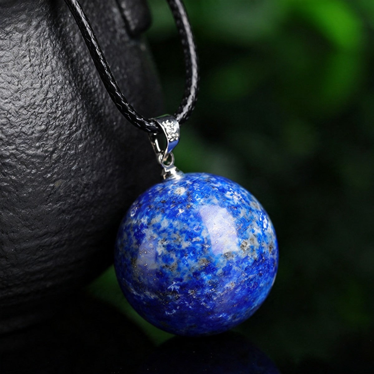 Lapis Crystal Ball Pendant Necklace Sweater Chain