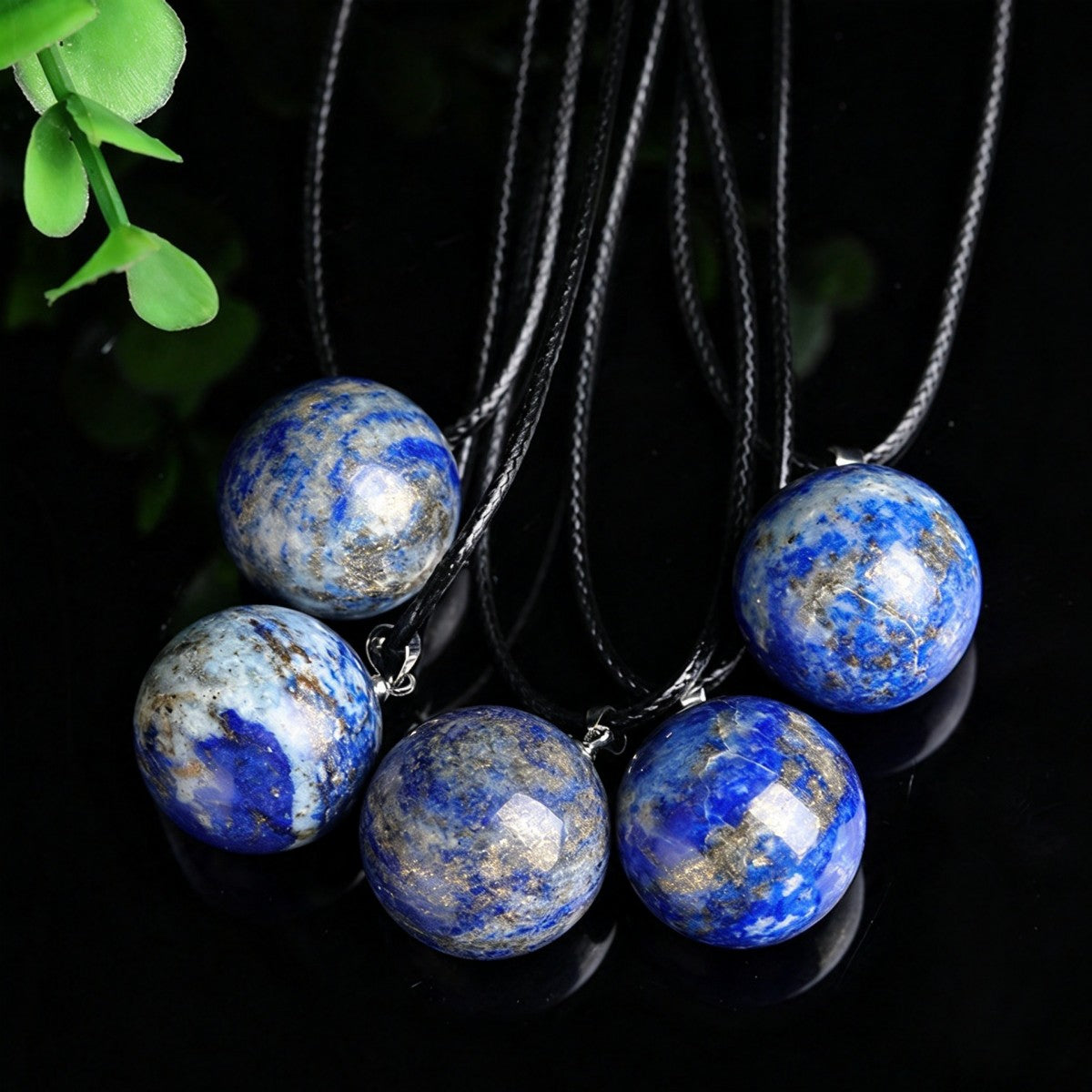 Lapis Crystal Ball Pendant Necklace Sweater Chain