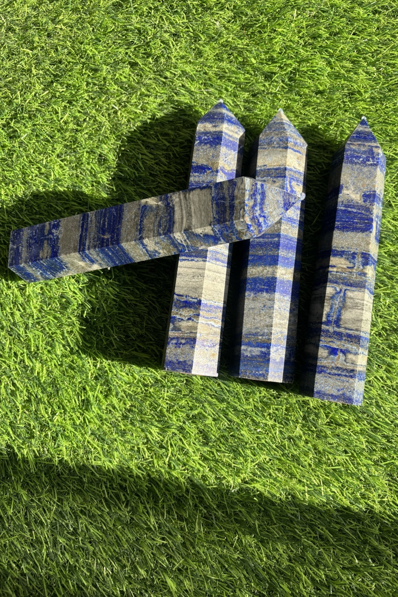 Lapis Lazuli Towers Natural Crystal Points 7.48" Tall