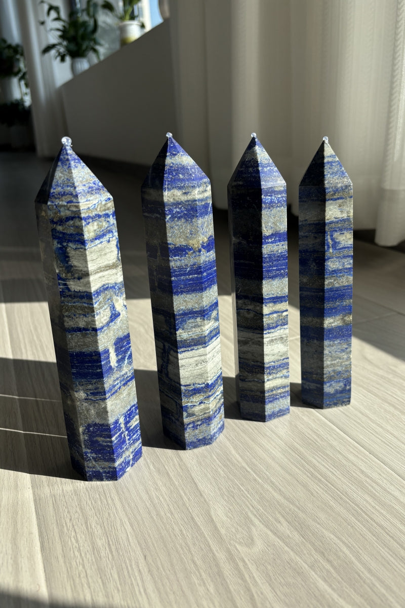 Lapis Lazuli Towers Natural Crystal Points 7.48" Tall