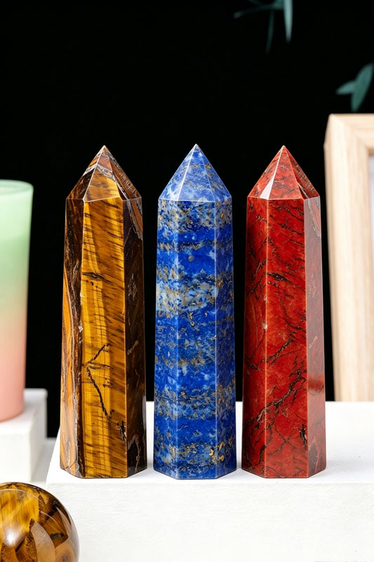 Lapis Yellow Tiger's Eye Red Jasper Towers 1.97" Tall