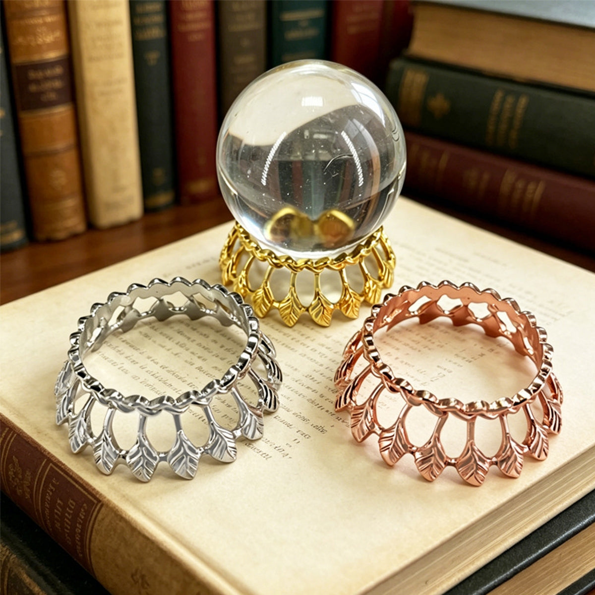 Leafy Blossom Metal Sphere Holders 2.56"