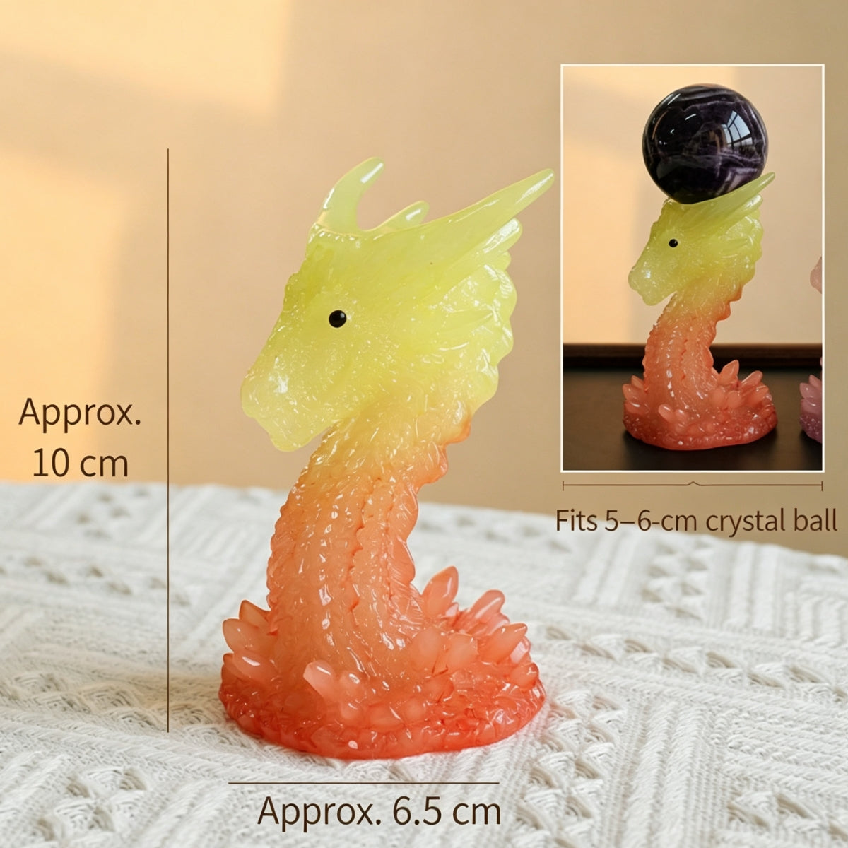 Luminous Gradient Dragon and Goddess Holding Sphere Holders