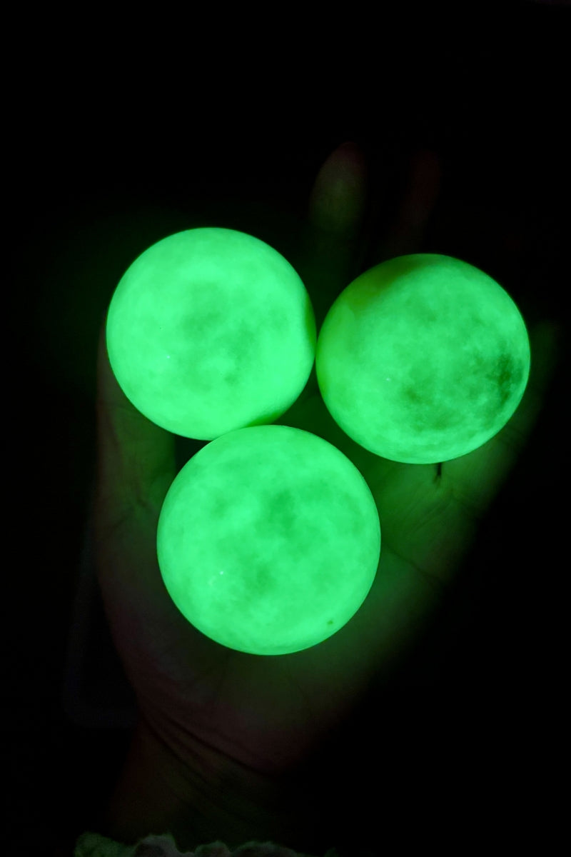 Luminous Jade Spheres Bundle 3 Pieces with Free Holders