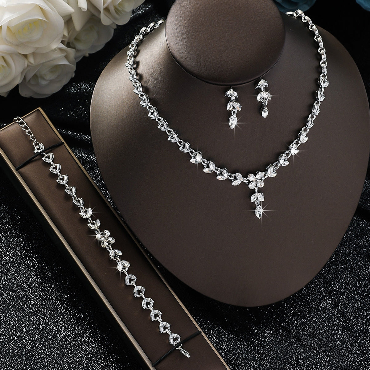 Luxury Floral Necklace Earrings and Bracelet Set