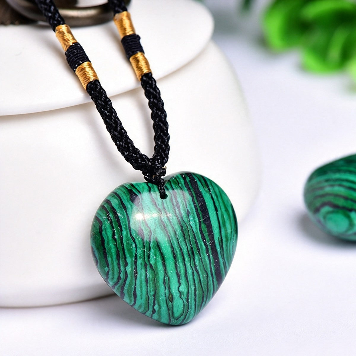Malachite Heart Pendant Necklace