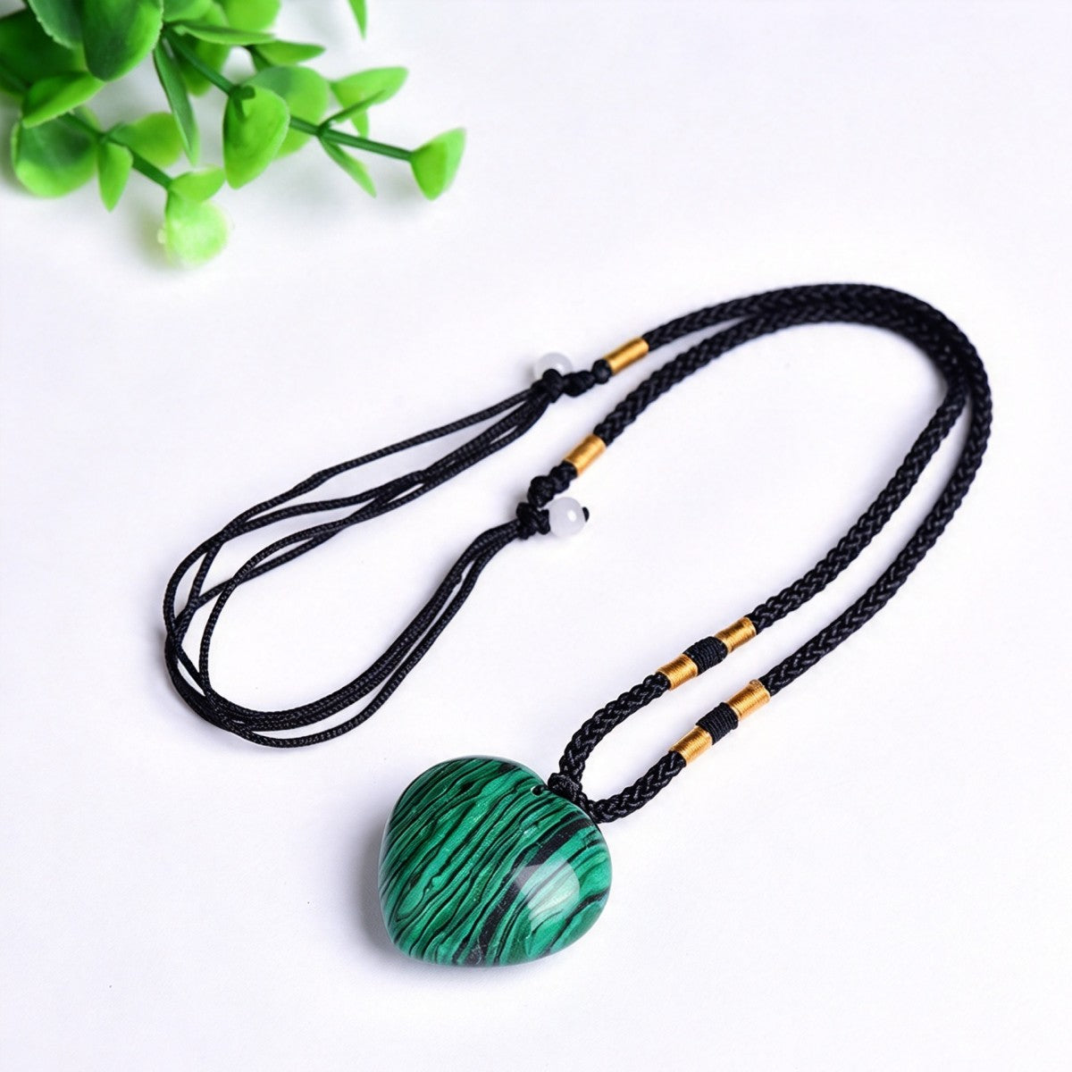 Malachite Heart Pendant Necklace