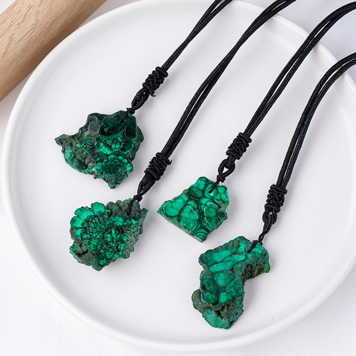 Malachite Rough Stone Irregular Slice Pendant