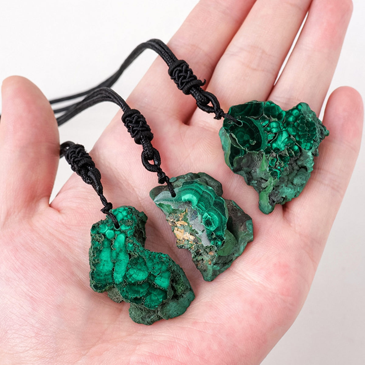 Malachite Rough Stone Irregular Slice Pendant