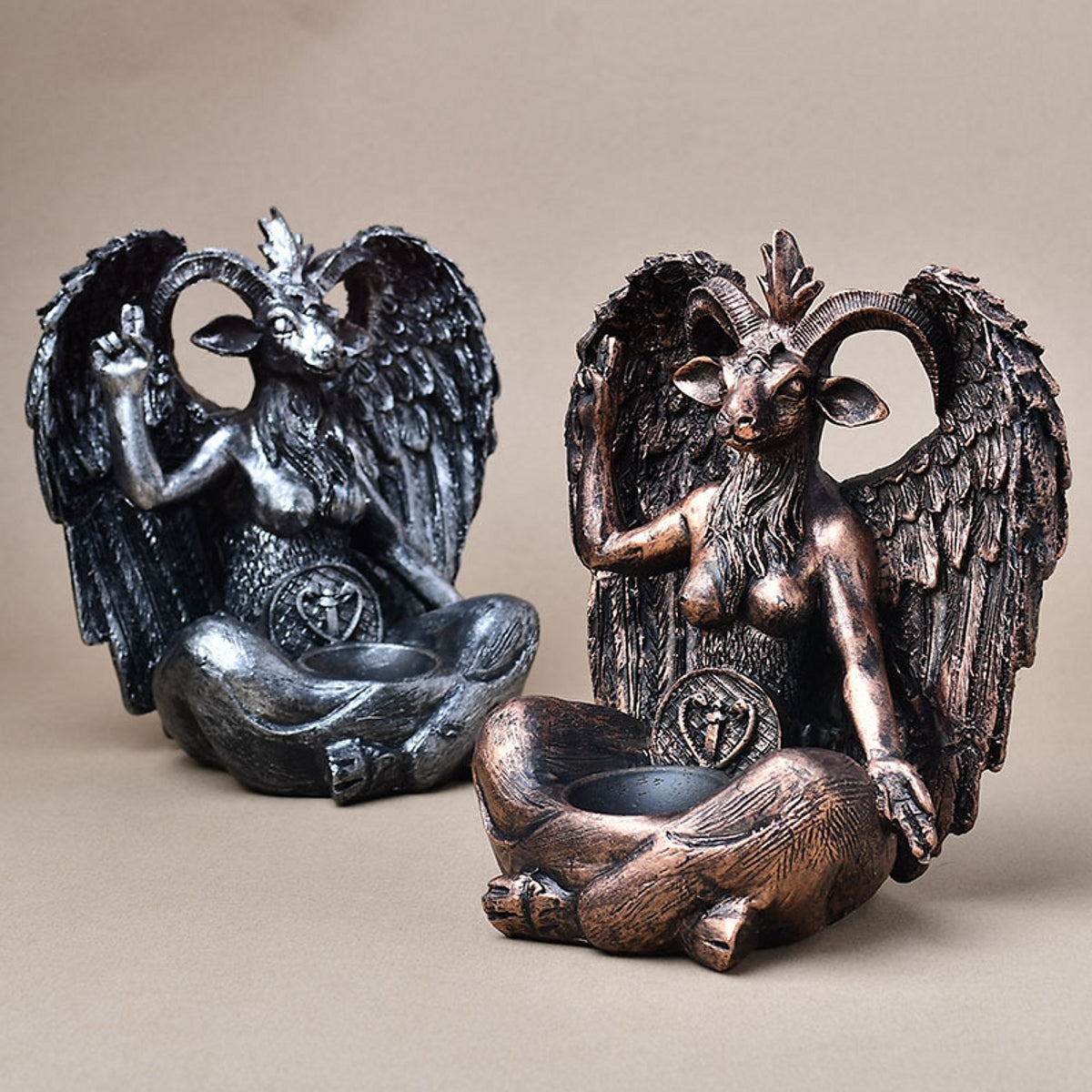 Meditating Goat Satan Resin Ornament Sphere Holders