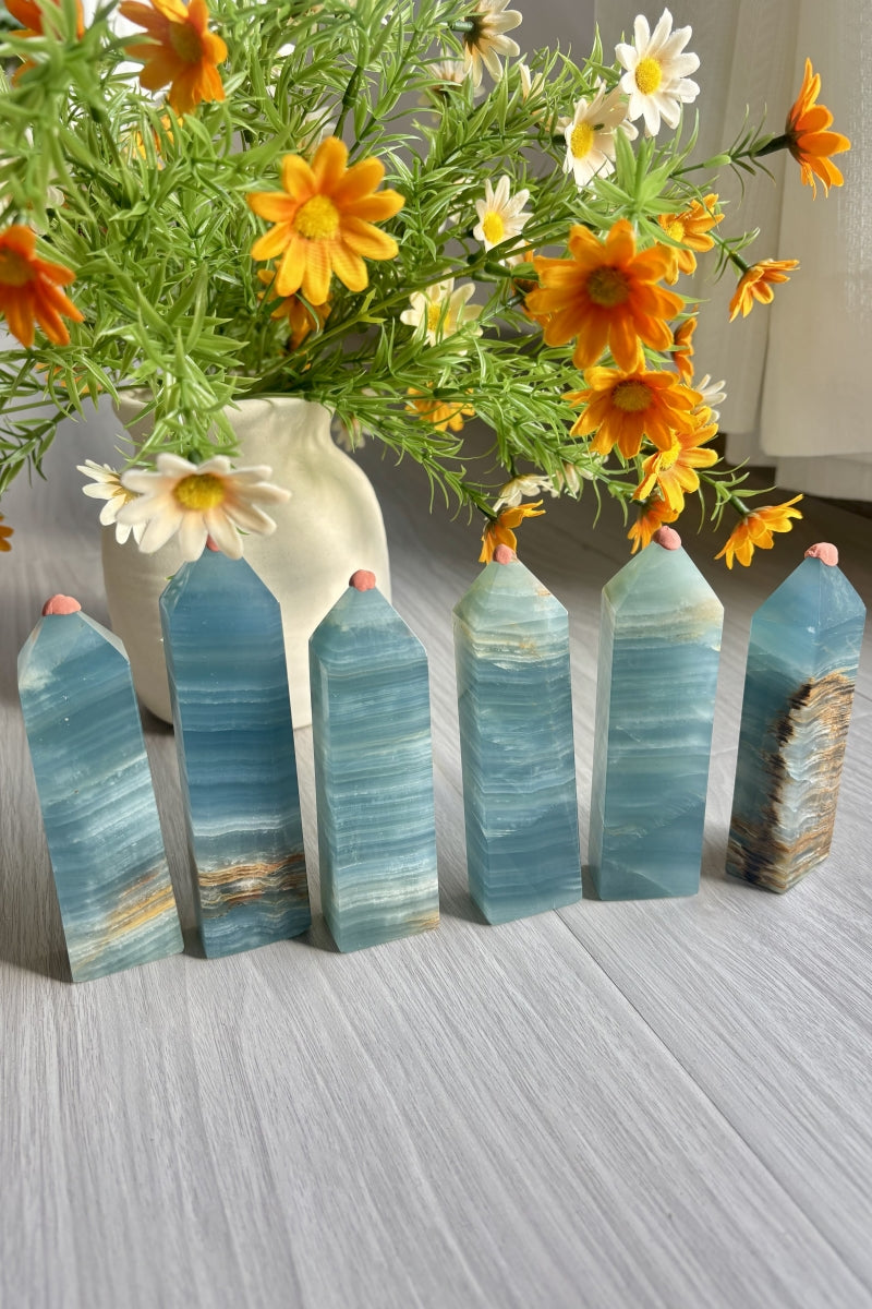 Medium Blue Onyx Towers Natural Crystal Points