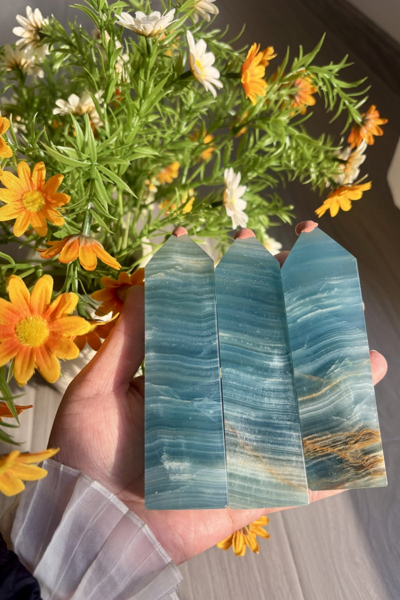 Medium Blue Onyx Towers Natural Crystal Points