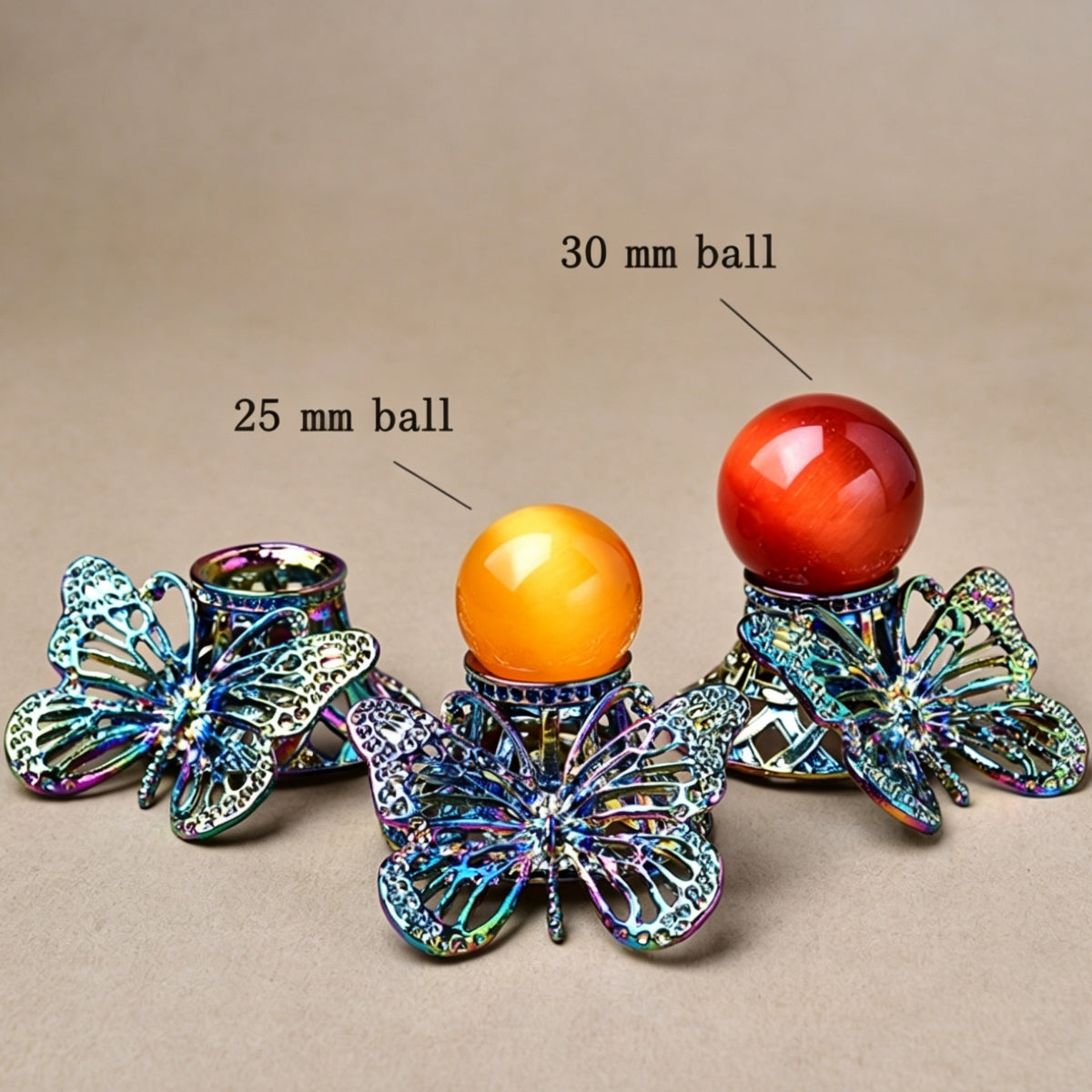Metal Colorful Butterfly Ornament Stand Sphere Holders