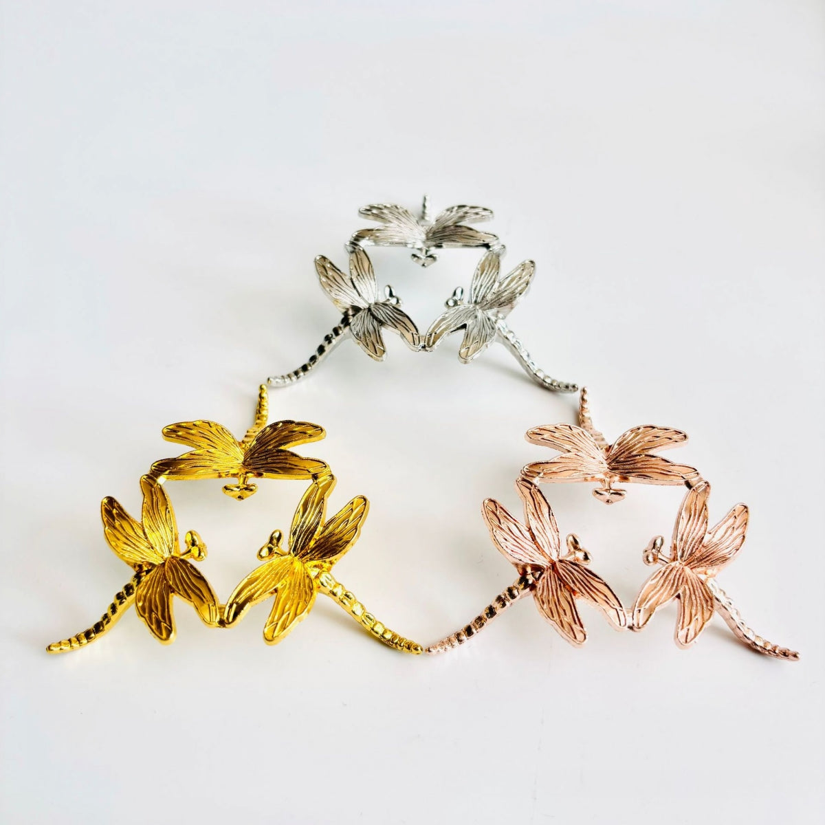 Metal Dragonfly Sphere Holders Silver Gold Rose Gold Ball Bases 2.85"