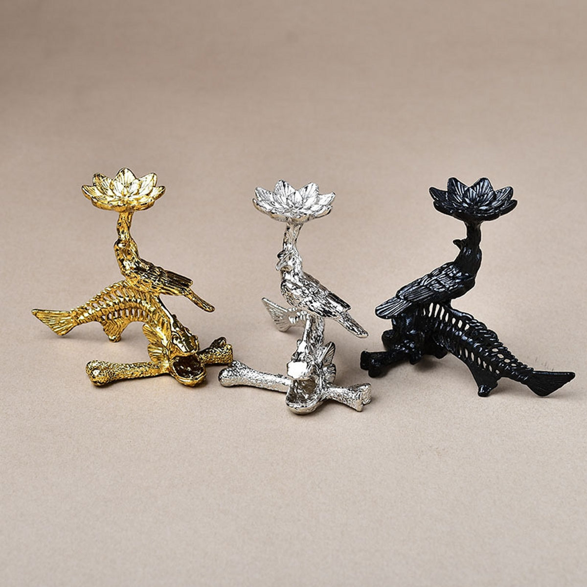 Metal Fishbone Crow Ornament Sphere Holders