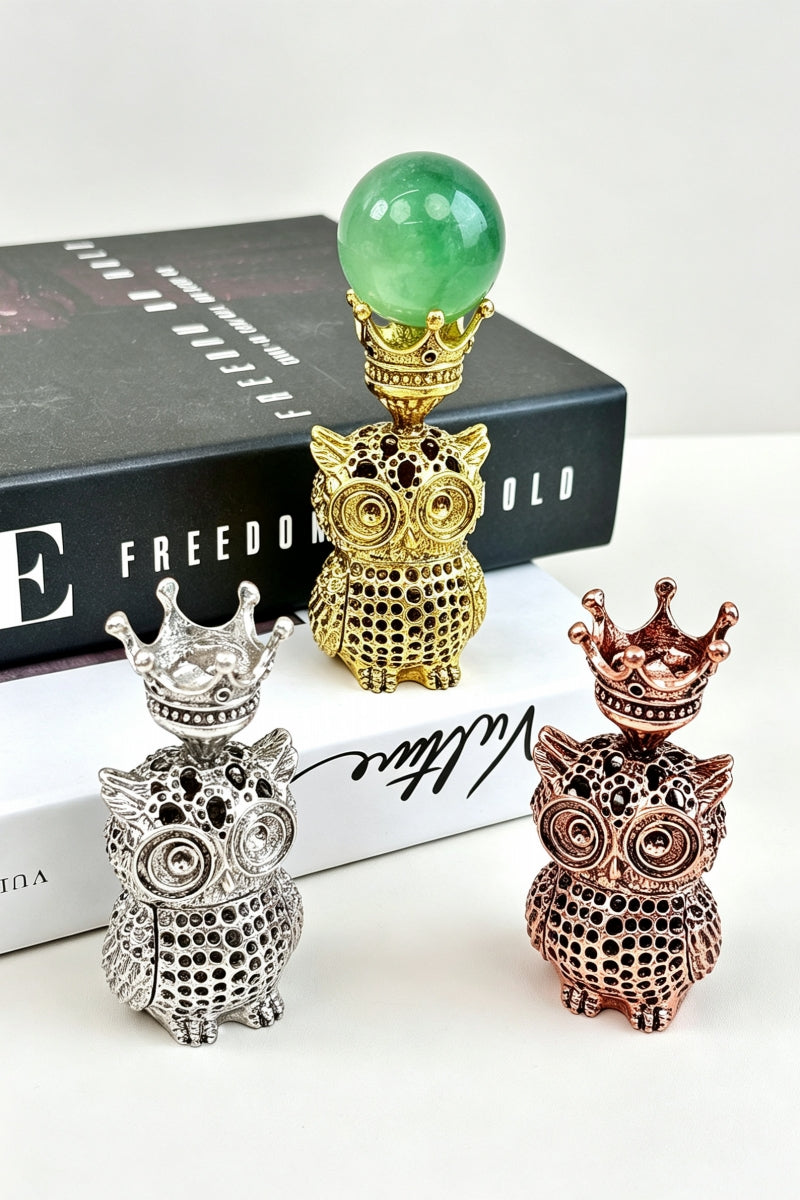 Metal Owl Crown Sphere Holders