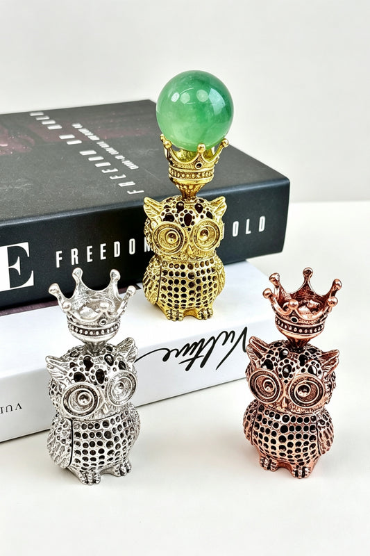 Metal Owl Crown Sphere Holders