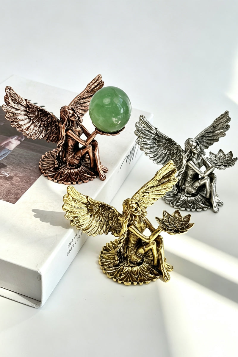 Metal Sitting Angel Vintage Sphere Holders