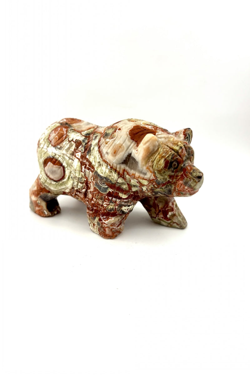 Money Agate Polar Bear Carvings 4.46"