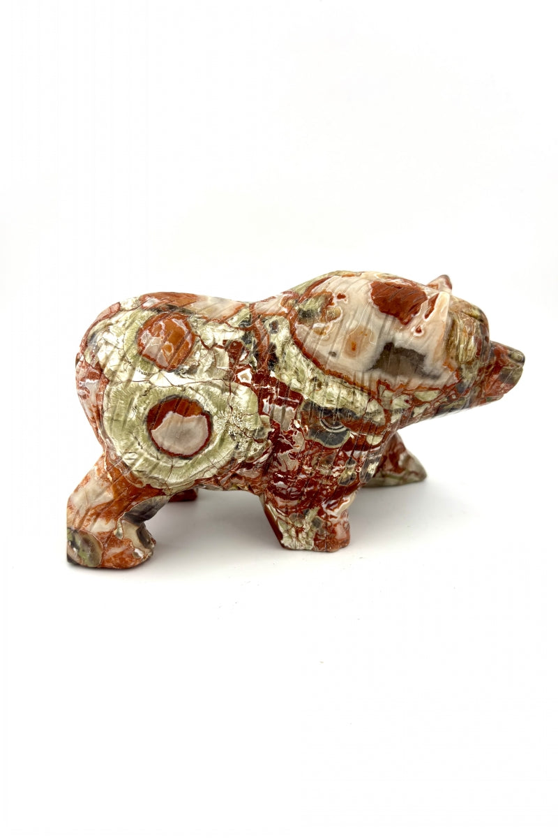 Money Agate Polar Bear Carvings 4.46"