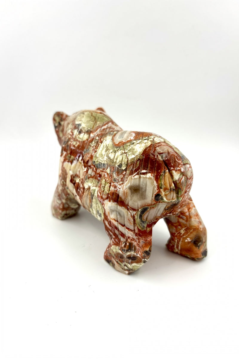 Money Agate Polar Bear Carvings 4.46"