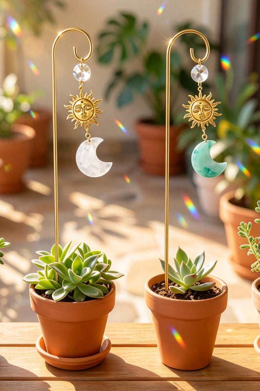 Moon Style Gold Rod Crystal Plant Pot Decoration