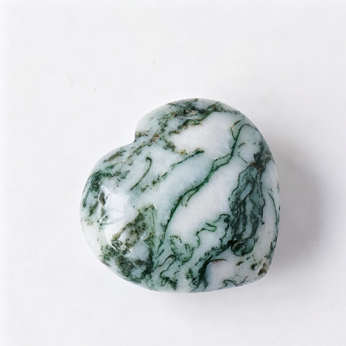 Moss Agate Howlite Red Sandstone Crystal Hearts Plam Stone 1.18"