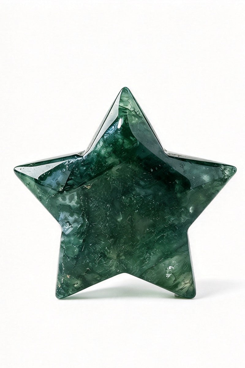 Moss Agate Star Crystal Carvings 1.97"
