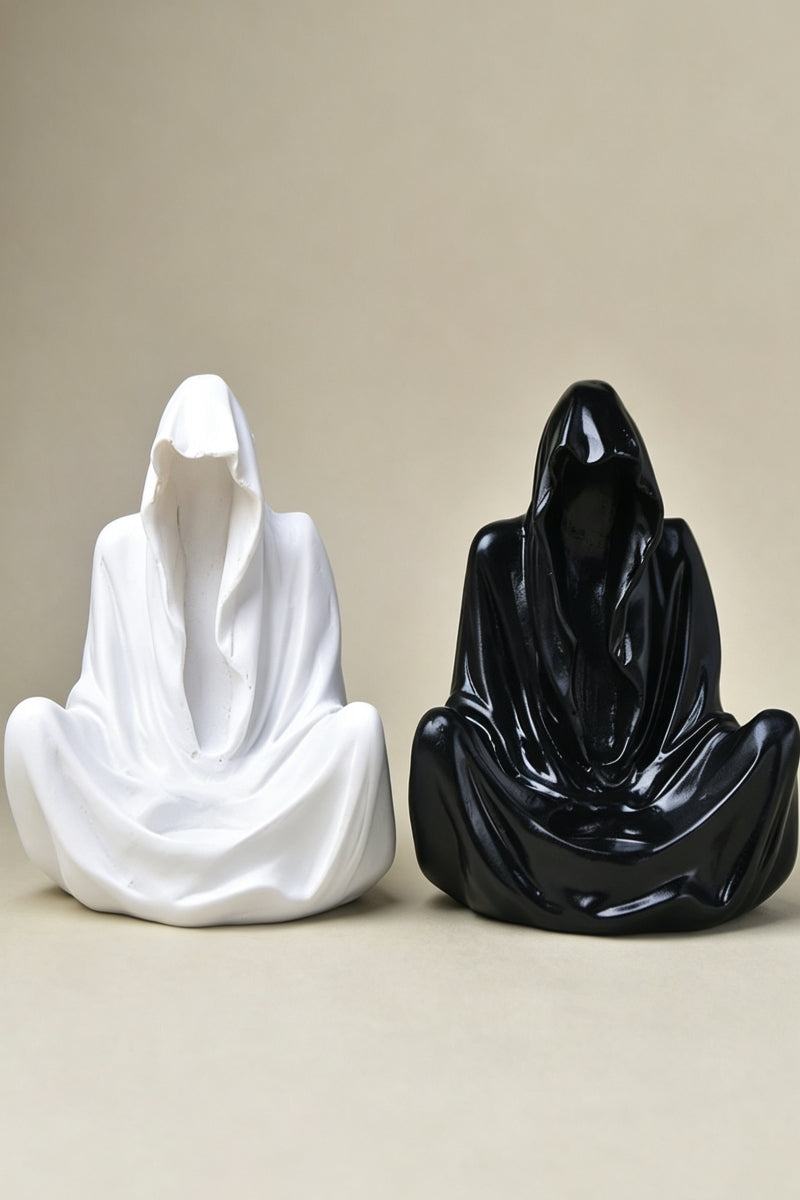 Mysterious Black Clothed Figurine Resin Craft Sphere Holders