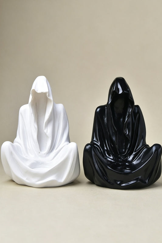 Mysterious Black Clothed Figurine Resin Craft Sphere Holders
