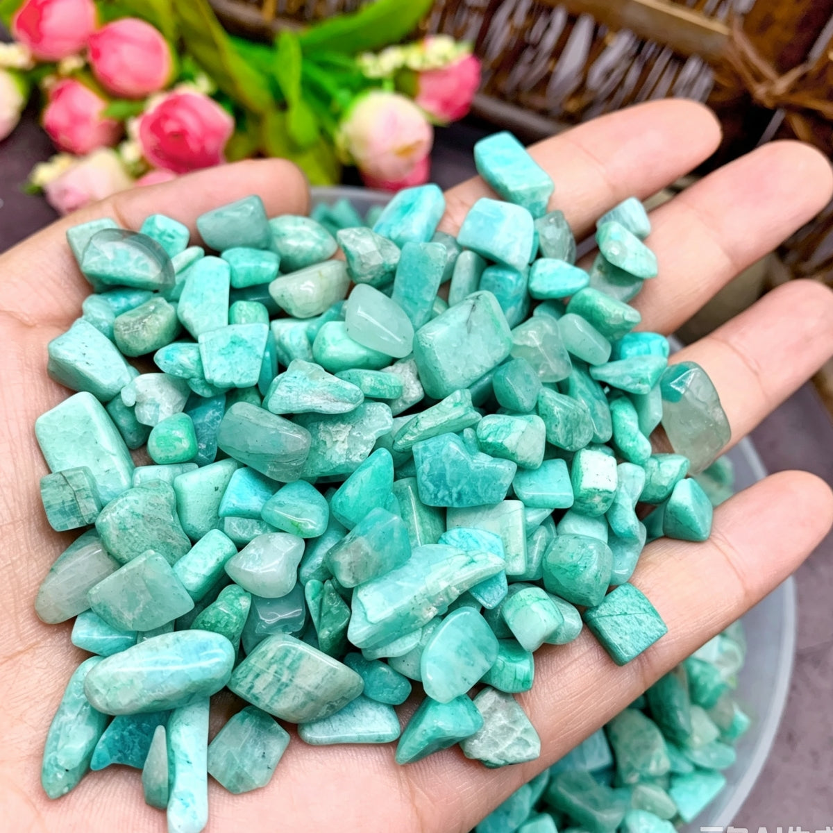 Natural Amazonite Chips Small Tumbles 100g