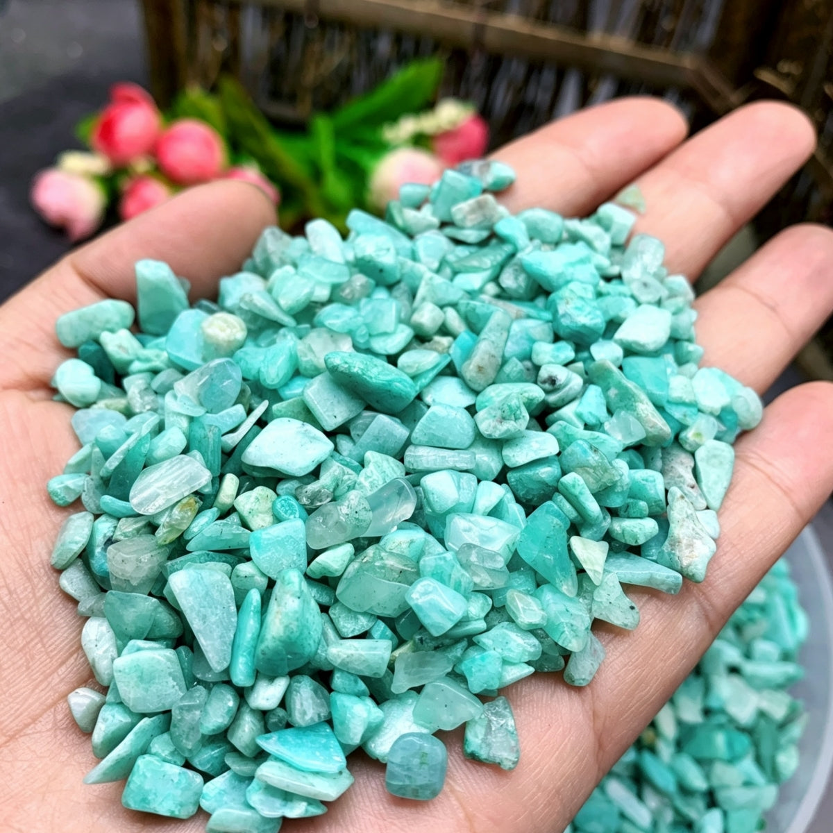 Natural Amazonite Chips Small Tumbles 100g