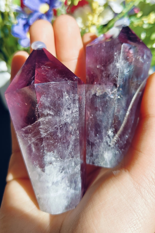 Natural Amethyst Crystal Points Healing Tower Hexagonal Wand