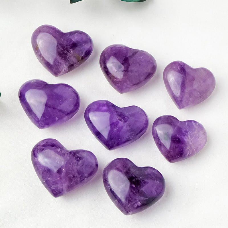 Natural Amethyst Heart Palm Stone 1.18"-2.36"