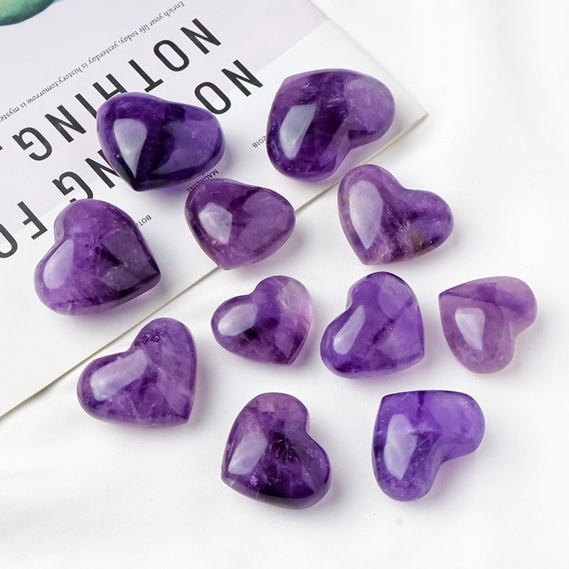 Natural Amethyst Heart Palm Stone 1.18"-2.36"
