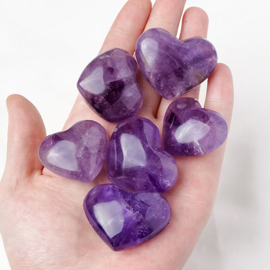 Natural Amethyst Heart Palm Stone 1.18"-2.36"